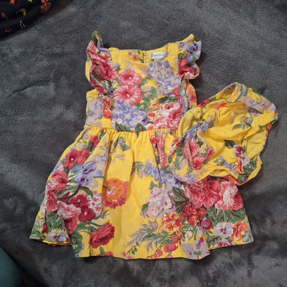 Yellow Floral Ralph Lauren Infant Dress & Bloomers size 9months